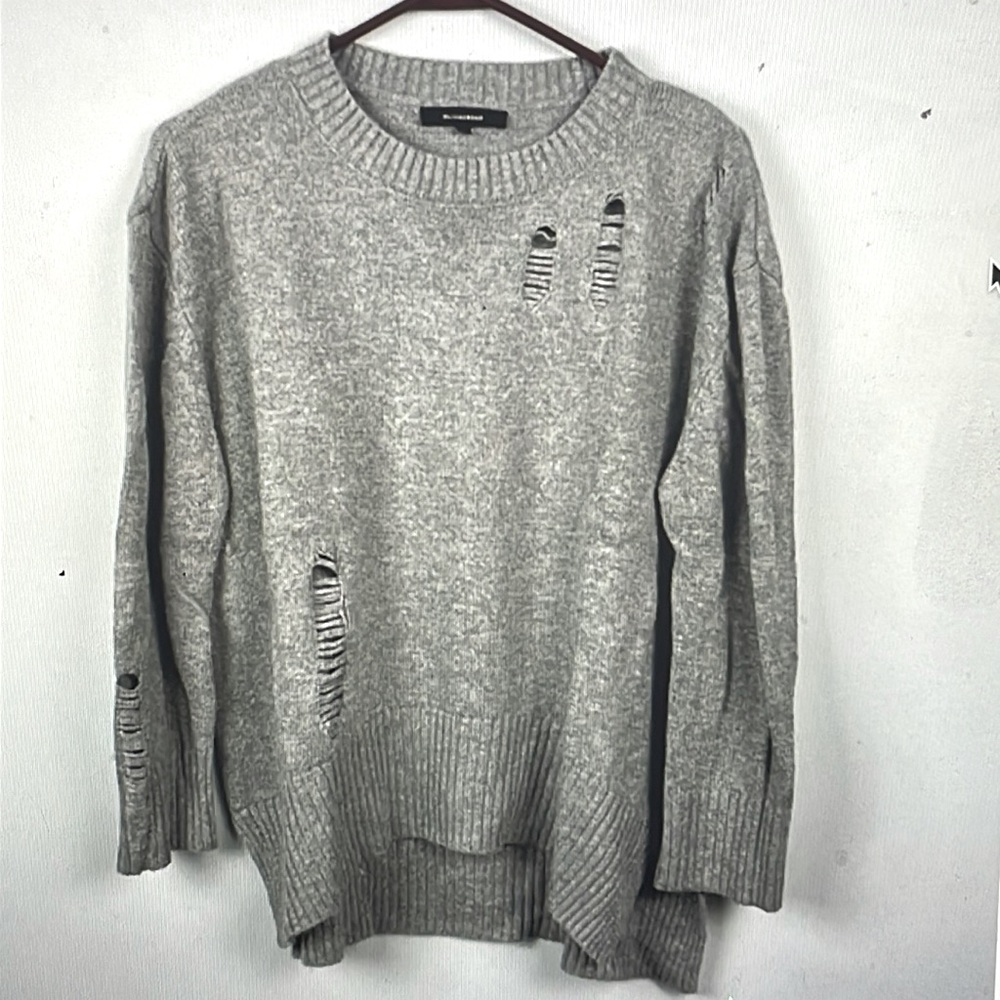 Olivaceous distressed knit sweater